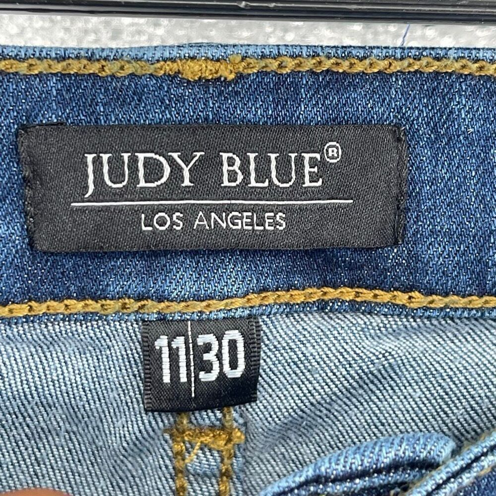 Judy Blue Leopard Patch Skinny Jeans Mid Rise Distressed Stretch Denim 11/30 - Picture 9 of 14